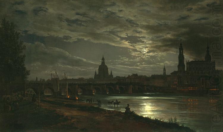 Johan Christian Dahl View of Dresden in the Moonlight (mk10) china oil painting image
